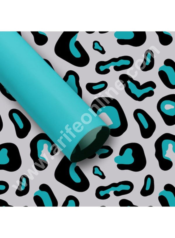 Leopard Print Korean Wrapping Sheet - Tiffany Blue | Premium Flower Wrapper - CAKE DECOR™