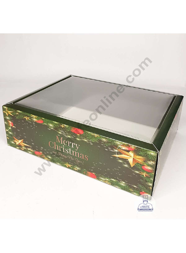 CAKE DECOR™ Christmas Evening Theme Hamper Box with Transparent Lid | Gift Box | Present Box - (1 Pcs)