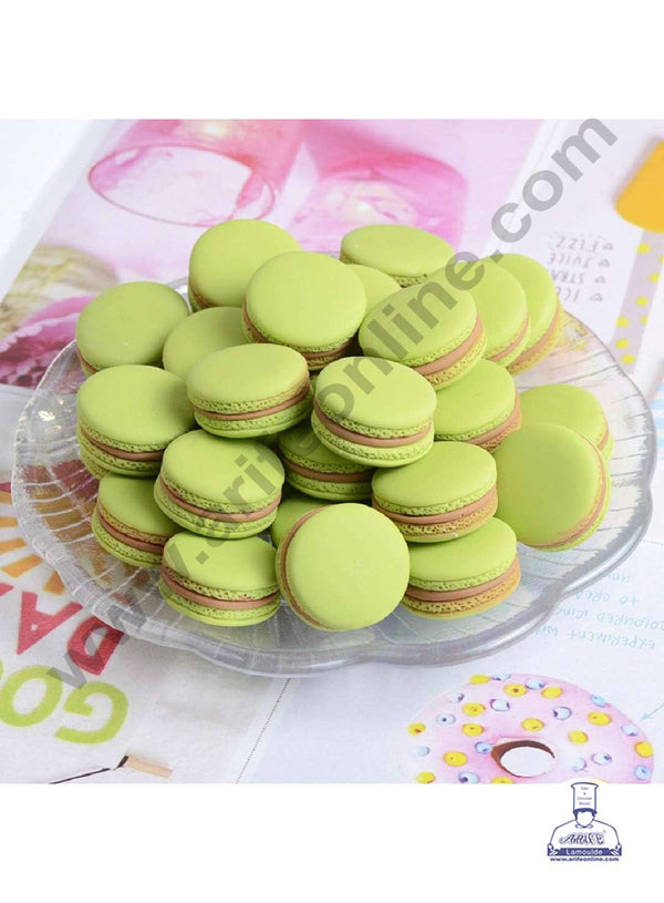 CAKE DECOR™ Mini Macaroons Resin Charms For Cake & Cupcake Decoration Toppers - Green ( 10 Pcs Pack )