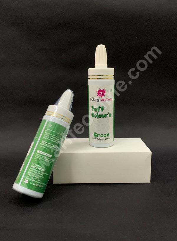 7C Edible Puff Colour Food Colour Powder Spray for Cakes Decoration - Green ( 50 gm )