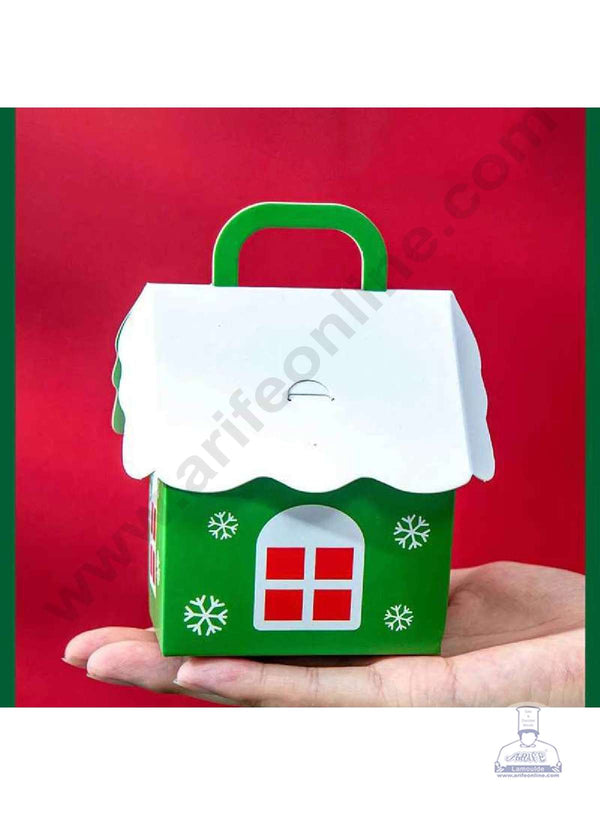 CAKE DECOR™ Cute House Shape Box Gift Box | Candy Box | Cookies Box | Sweet Treats Box - Green (10 Pcs Pack)