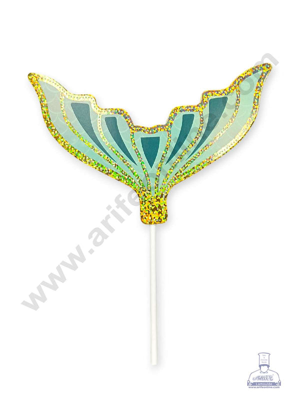 CAKE DECOR™ Green Mermaid Tail with Sparkle Border Paper Cake Topper (SBPT-MT-Green)