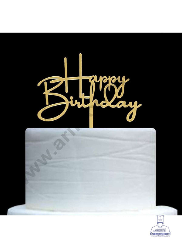 CAKE DECOR™ Gold Mirror Finishing Acrylic Simple Happy Birthday Cake Topper SBMT-N-004