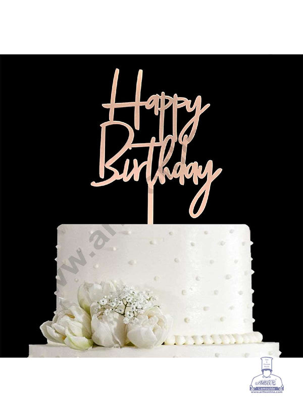CAKE DECOR™ Pink Mirror Finishing Acrylic Simple Happy Birthday Cake Topper SBMT-N-005
