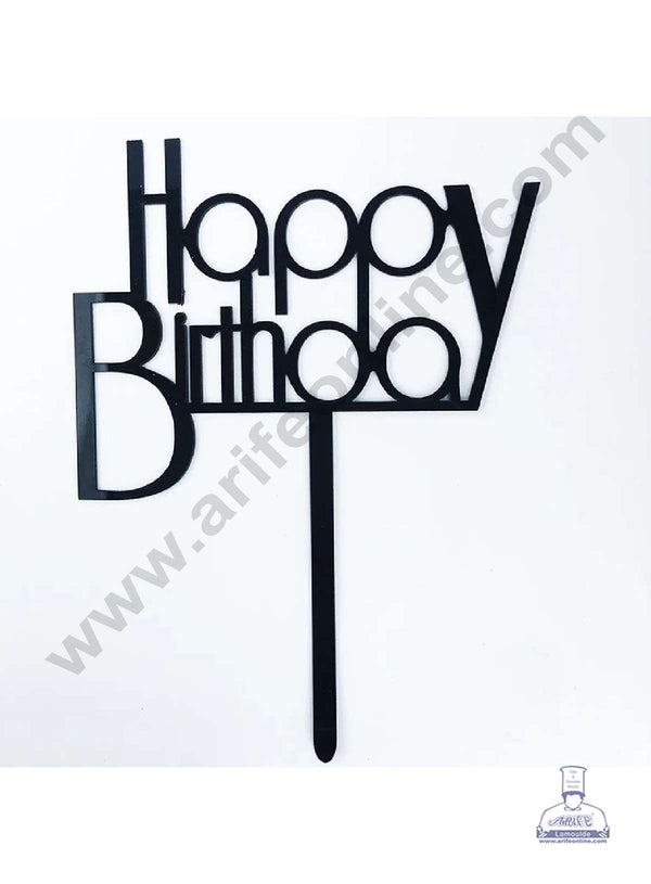 CAKE DECOR™ Black Acrylic Happy Birthday Cake Topper SBMT-N-008
