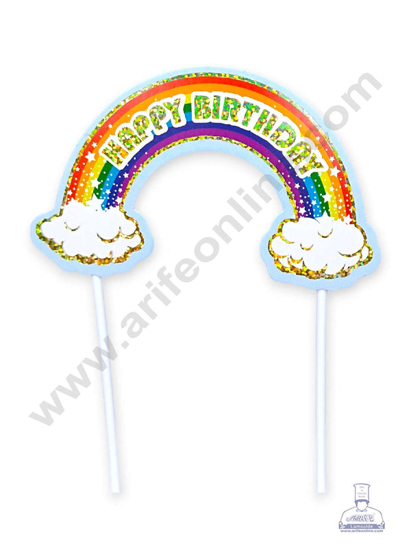 CAKE DECOR™ Happy Birthday Rainbow & Clouds Paper Cake Topper (SB-PT-HBDRC)