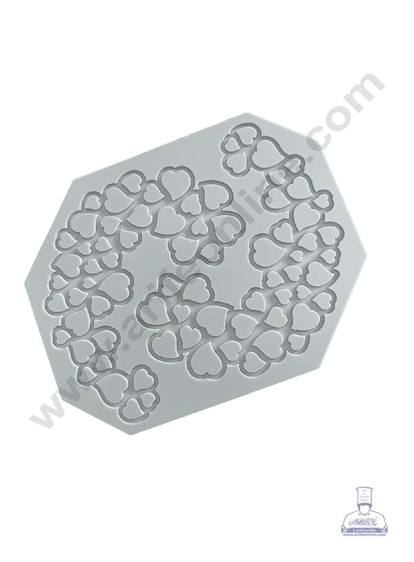CAKE DECOR™ 2 Cavity Mini Heart Holes Cutout Silicone Lace Mould, Cake Decorative Silicone Lace Mat Cake Baking Mat (SBSM-JSC3887)
