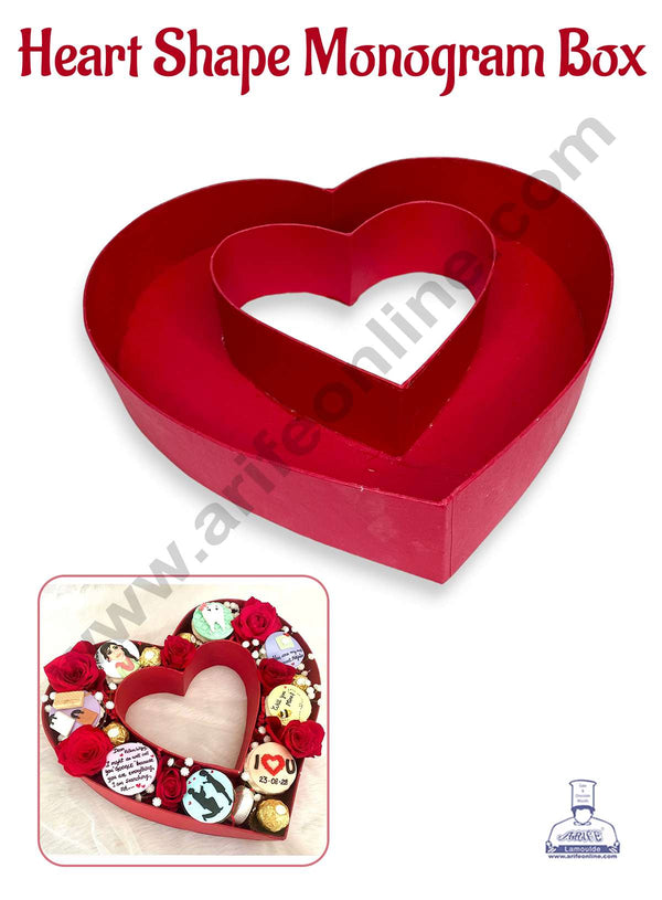 CAKE DECOR™ Heart Shape Monogram Gift Box | Valentine's Day Theme Box | Hamper Box | Present Box