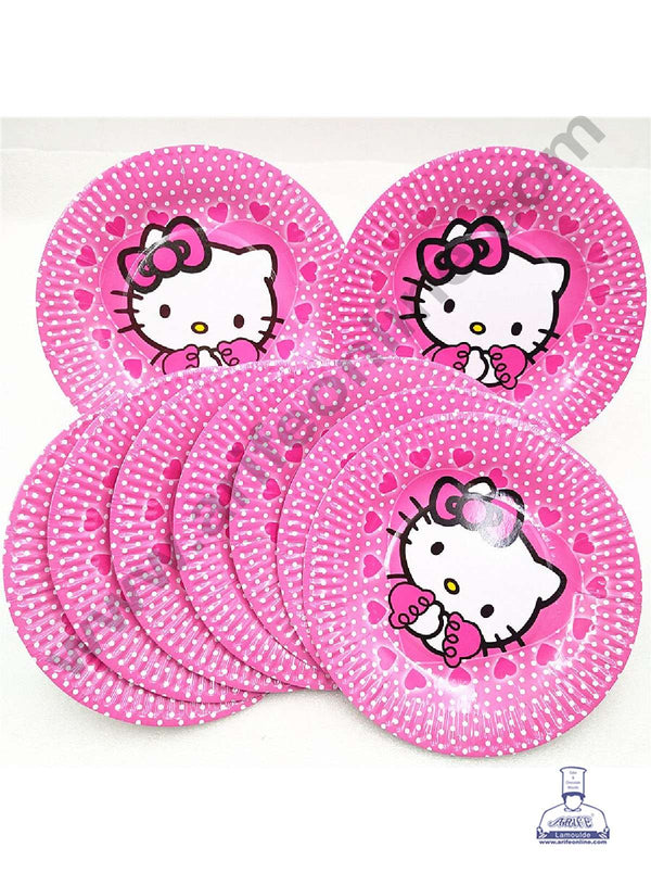 CAKE DECOR™ 9 inch Hello Kitty Theme Paper Plates | Disposable Plates | Birthday | Party | Occasions | Round Plates - Pack of 10