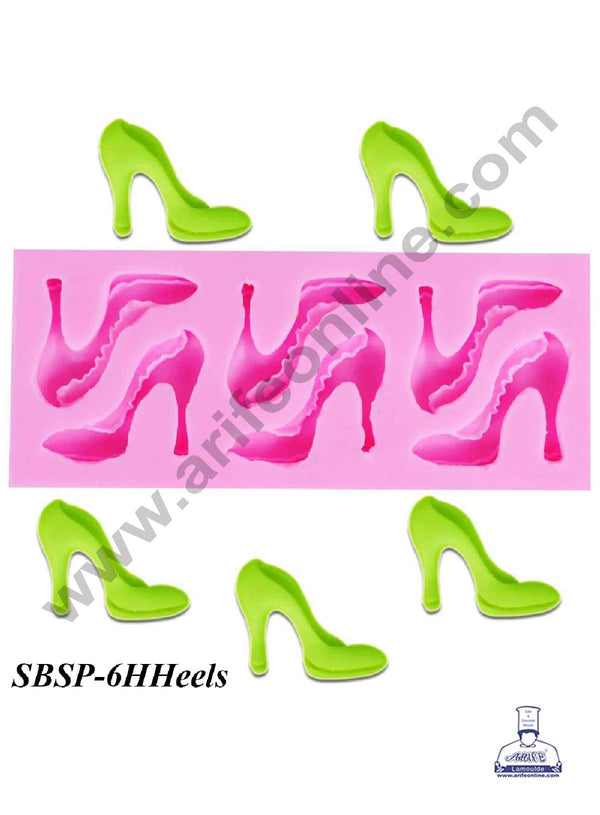 CAKE DECOR™ 6 cavity High Heels Shape Silicone Fondant Mould for Cake Decorations (SBSP-6HHeels)