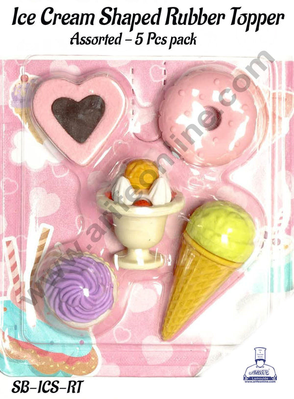 CAKE DECOR™ Ice Cream Shaped Rubber Topper - 5 Pcs Pack | Return Gifts