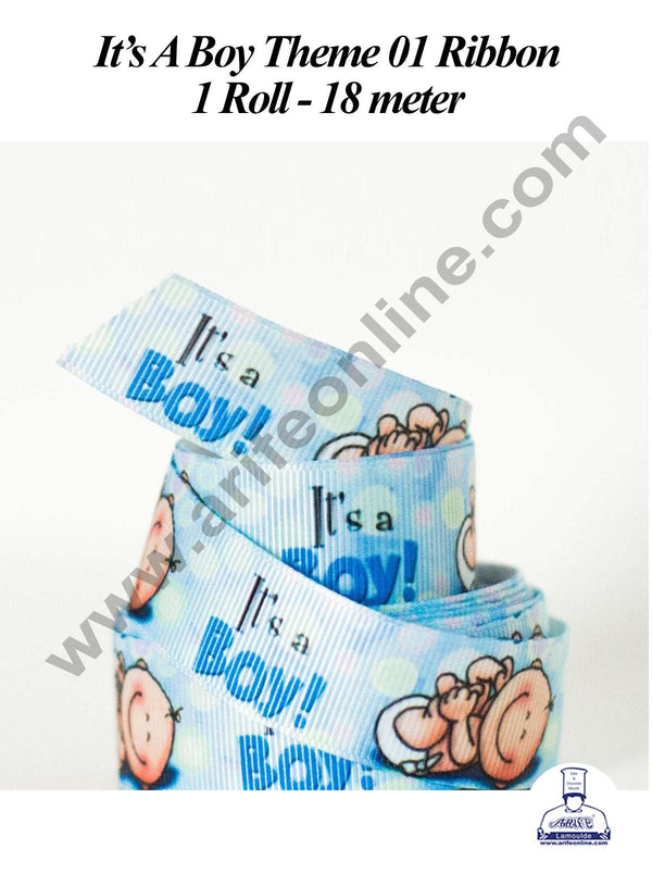 CAKE DECOR™ 1 Roll It's A Boy Ribbon | Theme 01 | Gift Wrapping | Decoration (SBR-PR-08)