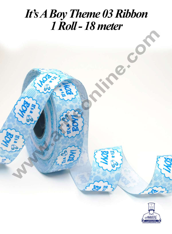 CAKE DECOR™ 1 Roll It's A Boy Ribbon | Theme 03 | Gift Wrapping | Decoration (SBR-PR-016)
