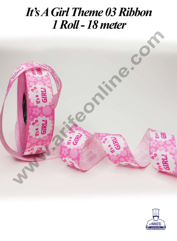 CAKE DECOR™ 1 Roll It's A Girl Ribbon | Theme 03 | Gift Wrapping | Decoration (SBR-PR-017)