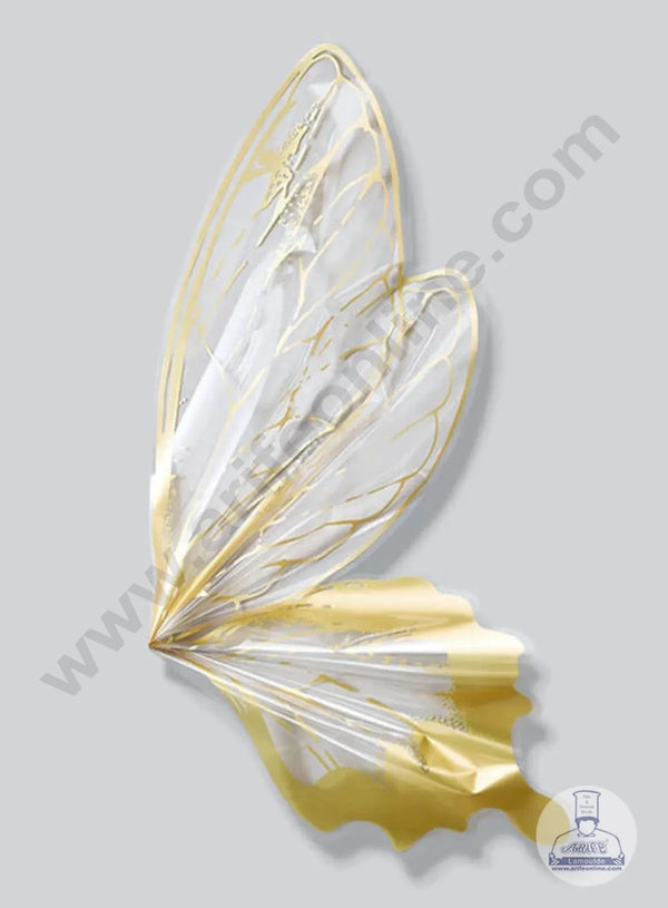 Cellophane Butterfly Wings Plastic for Flower Bouquet | Premium Flower Wrapping Paper Butterfly Design (Metallic Gold) - CAKE DECOR™