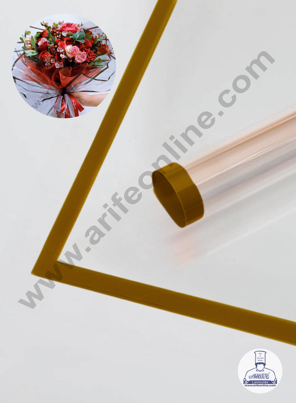 Golden Edge Clear Transparent Korean Wrapping Sheet | Premium Flower Wrapper  - CAKE DECOR™