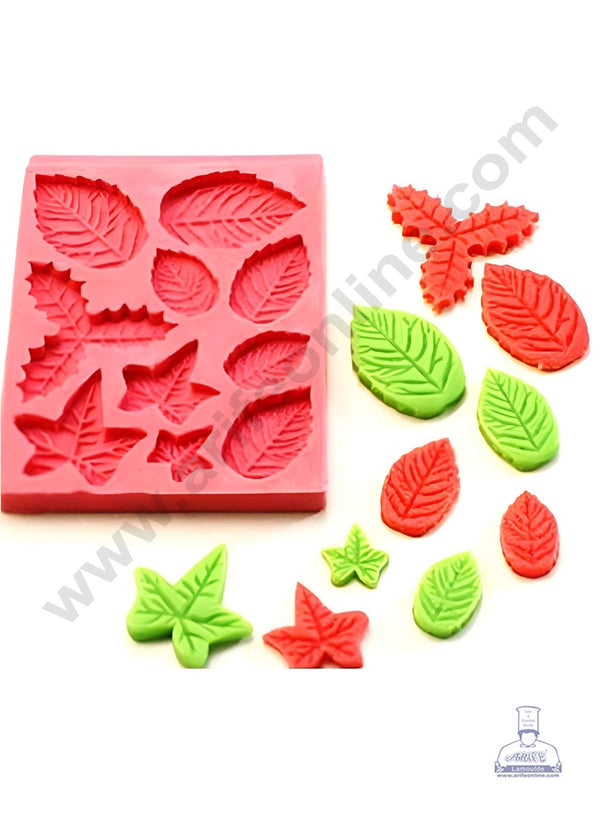 CAKE DECOR™ 10 Cavity Different Leaves Shape Silicone Fondant Mold Silicon Marzipan Mould SBSP-DYF6805