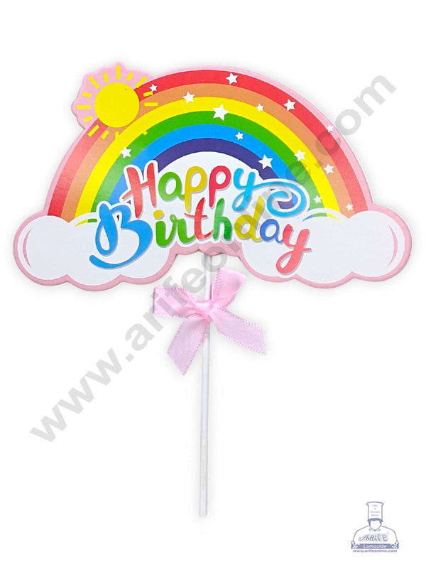 CAKE DECOR™ LED Happy Birthday Rainbow, Sun & Clouds Paper Cake Topper (SBPT-LHBD1)