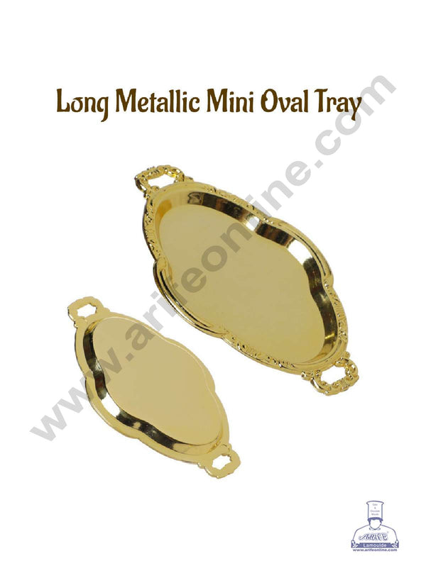 CAKE DECOR™ Metallic Gold Mini Oval Tray | Display Tray | Sweet Mini Tray | Gift Tray - 12 pcs Pack