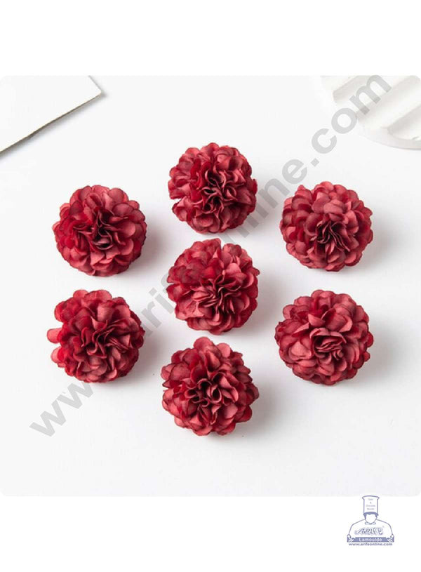 CAKE DECOR™ Small Marigold Artificial Flower For Cake Decoration – Dusty Red( 10 pcs Pack )