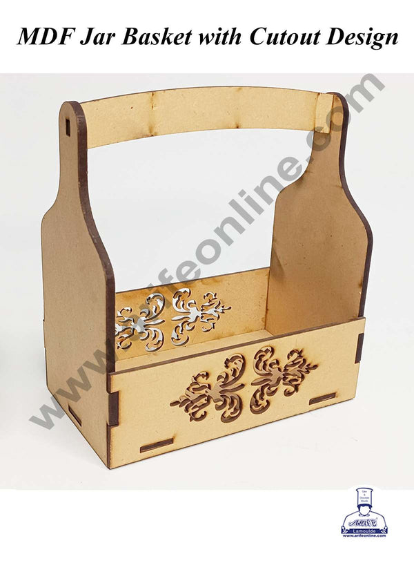 CAKE DECOR™ MDF Jar Basket with Cutout Design  | Hamper Basket | Gift Basket