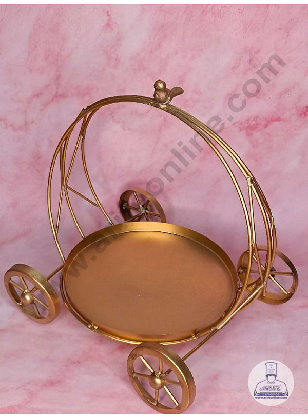 CAKE DECOR™ Golden Metal Carriage Style Cake Stand with Bird ( SBSCS-004 )