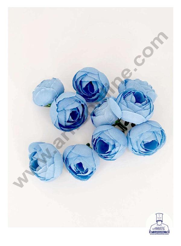CAKE DECOR™ Small Peony Artificial Flower For Cake Decoration – Blue ( 10 pc pack )