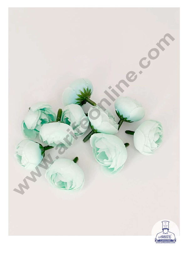 CAKE DECOR™ Small Peony Artificial Flower For Cake Decoration – Light Teal ( 10 pc pack )
