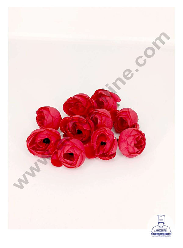 CAKE DECOR™ Small Peony Artificial Flower For Cake Decoration – Red ( 10 pc pack )