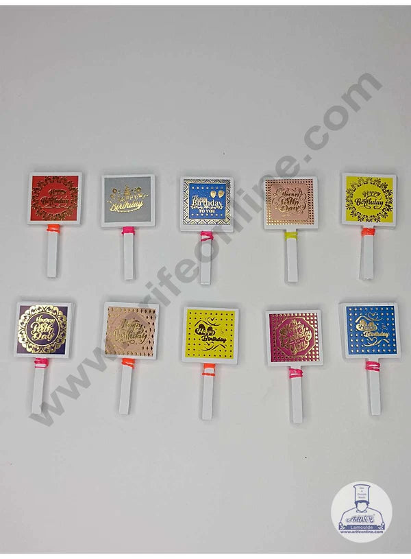 CAKE DECOR™50 pcs Square Shape Birthday Tag with Foiling Paper Topper For Cake And Cupcake