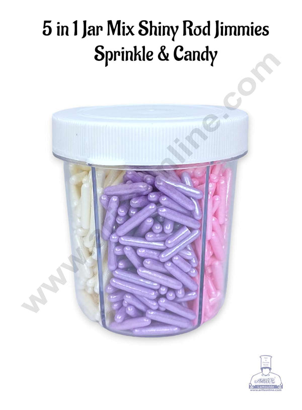 CAKE DECOR™ 5 in 1 Jar Mix Shiny Rod Jimmies Sprinkle & Candy