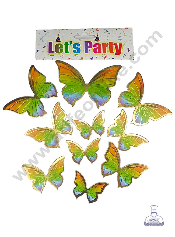 CAKE DECOR™ 10 pcs Let's Party Multicolor Butterfly Paper Topper For Cake And Cupcake