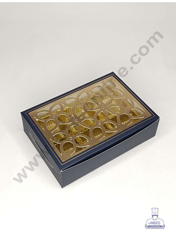 CAKE DECOR™ 6 Cavity Chocolate Box with Cavity & Cutout Window Without Handle ( 10 Piece Pack ) - Navy Blue