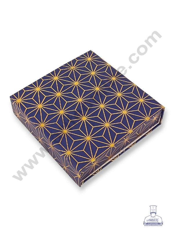 CAKE DECOR™ 9 Cavity Chocolate Box Geometric Print without Cavity ( 1 Piece Pack ) - Navy Blue & Gold