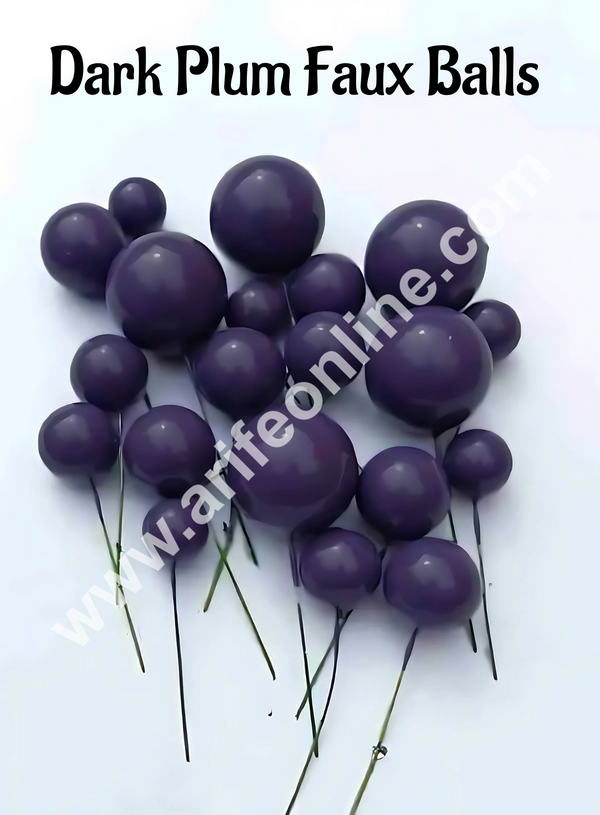 CAKE DECOR™ Dark Plum Faux Balls Topper For Cake and Cupcake Decoration - ( 20 pcs Pack )