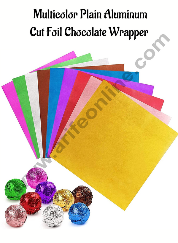 CAKE DECOR™ 8x8 cm Plain Aluminum Cut Foil Wrappers – Pack of 200 | Multicolor