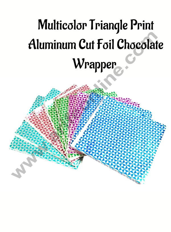 CAKE DECOR™ 8x8 cm Triangle Print Aluminum Cut Foil Wrappers – Pack of 200 | Multicolor