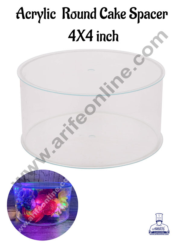 CAKE DECOR™ Round FILL-A-TIER Cake Spacer 4" X 4" Acrylic Clear Cake Display Spacer