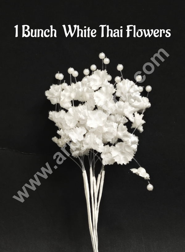 CAKE DECOR™ 1 Bunch Thai flower with Pollen Strands Artificial Flower For Cake Decoration – White