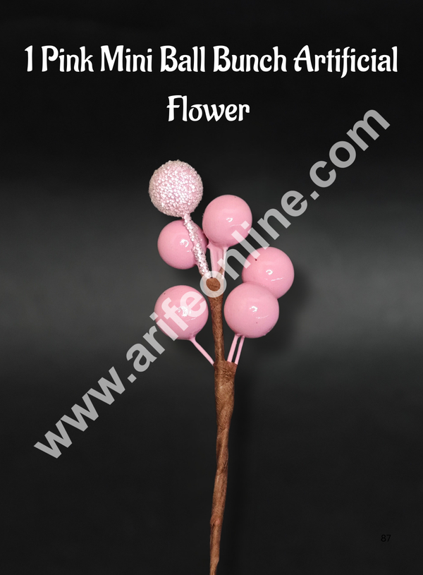 1 piece Mini Ball Bunch Artificial Flower For Cake Decoration – Pink - Cake Decor™