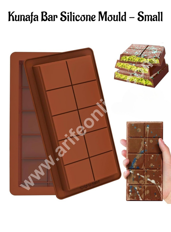 CAKE DECOR™ 1 Cavity Small Kunafa Chocolate Bar Silicone Mould | Pistachio Kunafa Chocolate Bar Mould