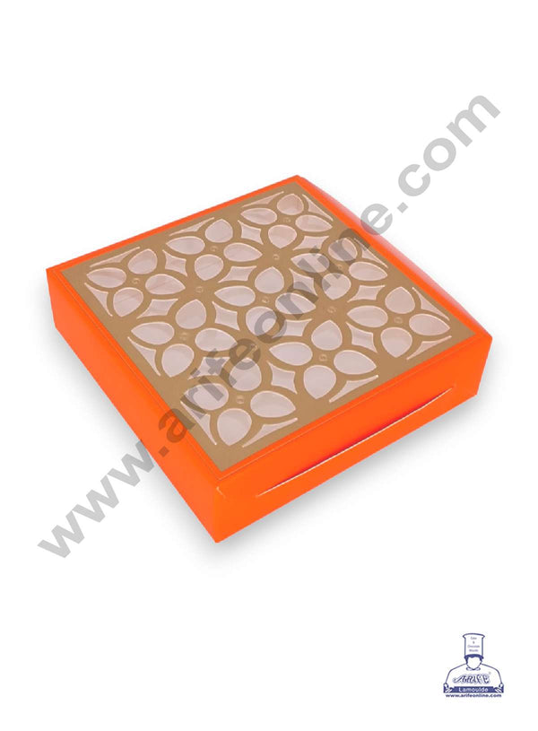 CAKE DECOR™ 9 Cavity Chocolate Box with Cavity & Cutout Window Without Handle ( 10 Piece Pack ) - Orange