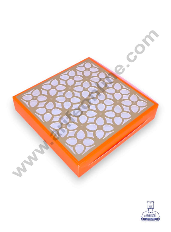 CAKE DECOR™ 16 Cavity Chocolate Box with Cavity & Cutout Window Without Handle ( 10 Piece Pack ) - Orange