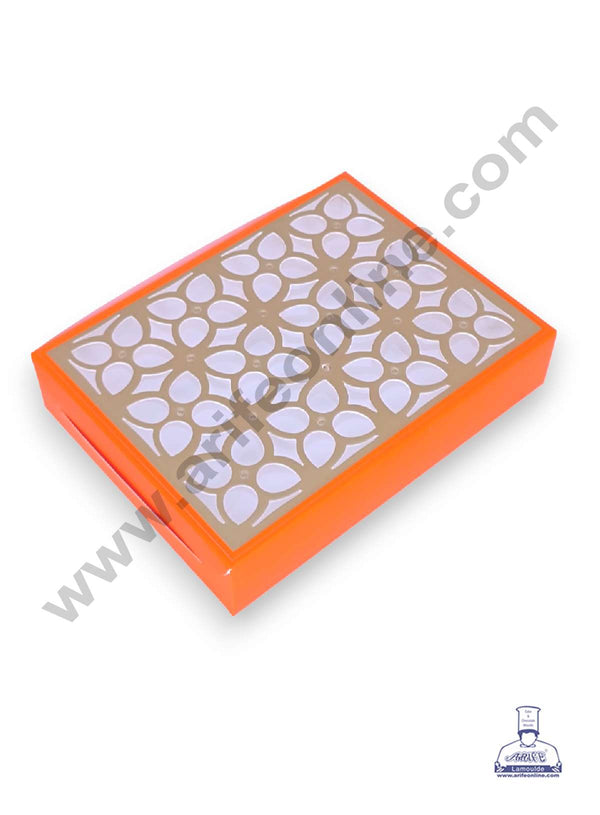CAKE DECOR™ 12 Cavity Chocolate Box with Cavity & Cutout Window Without Handle ( 10 Piece Pack ) - Orange