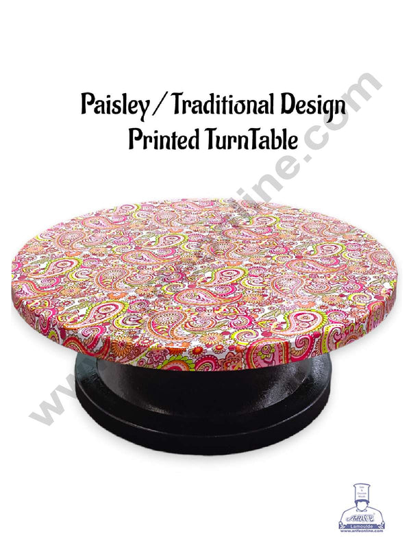 CAKE DECOR™ Paisley  / Traditional Design Printed 360 Degree Rotating Cake Stand Cake Decorating Turntable (SBCS-PTT-05)