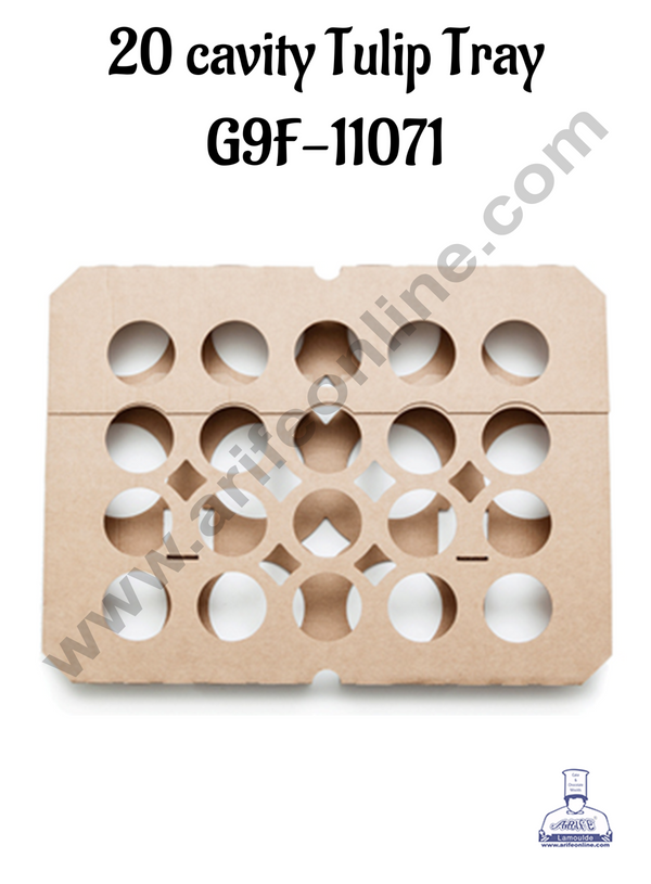 CAKE DECOR™ 20 cavity Tulip Tray double sided cardboard baking tray for tulip baking cups- 10 Pcs Pack (SB-G9F-11071)