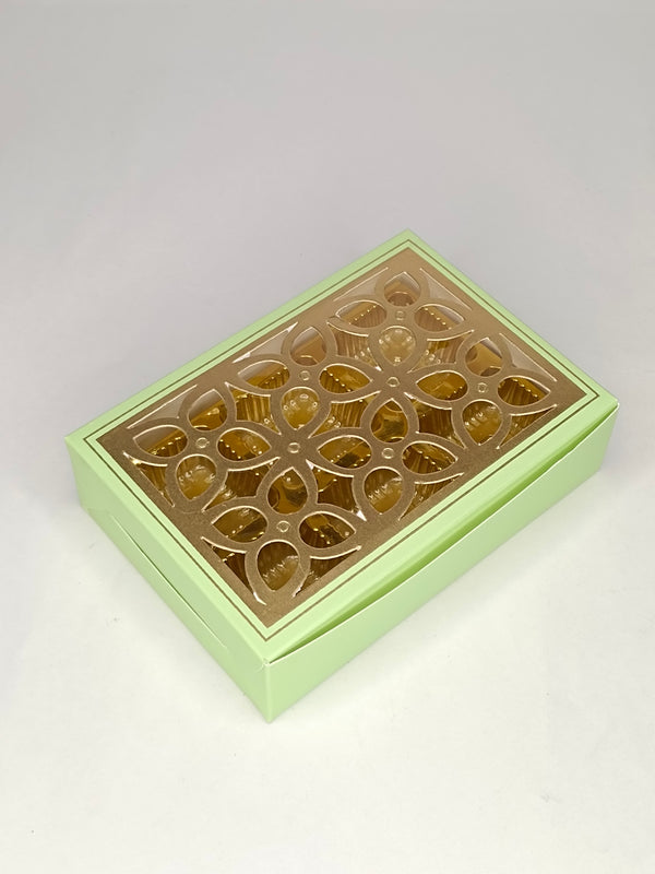 CAKE DECOR™ 6 Cavity Chocolate Box with Cavity & Cutout Window Without Handle ( 10 Piece Pack ) - Pastel Green