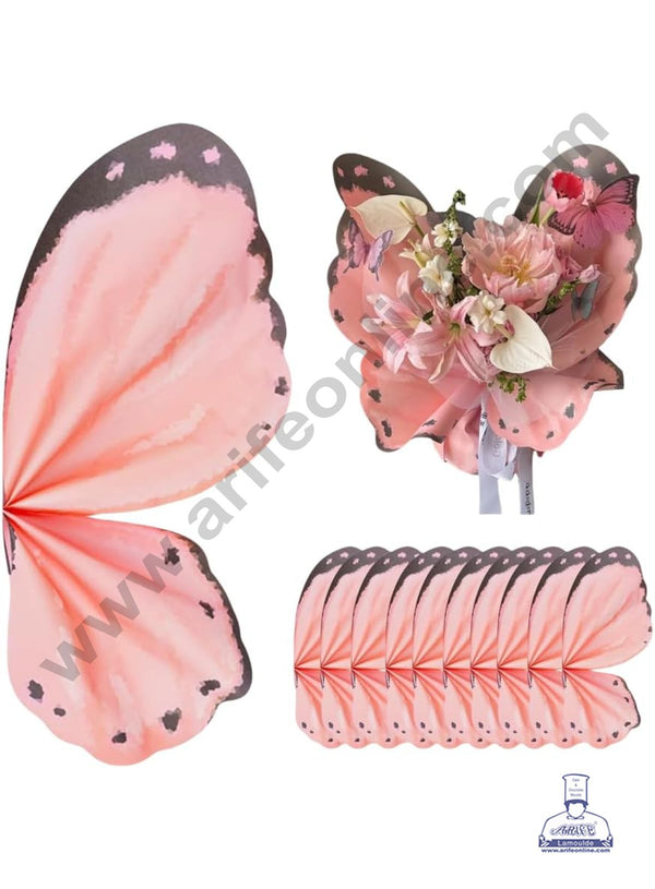 Butterfly Wrap Paper for Flower Bouquet | Premium Flower Wrapping Paper Butterfly Design (Peach) - CAKE DECOR™