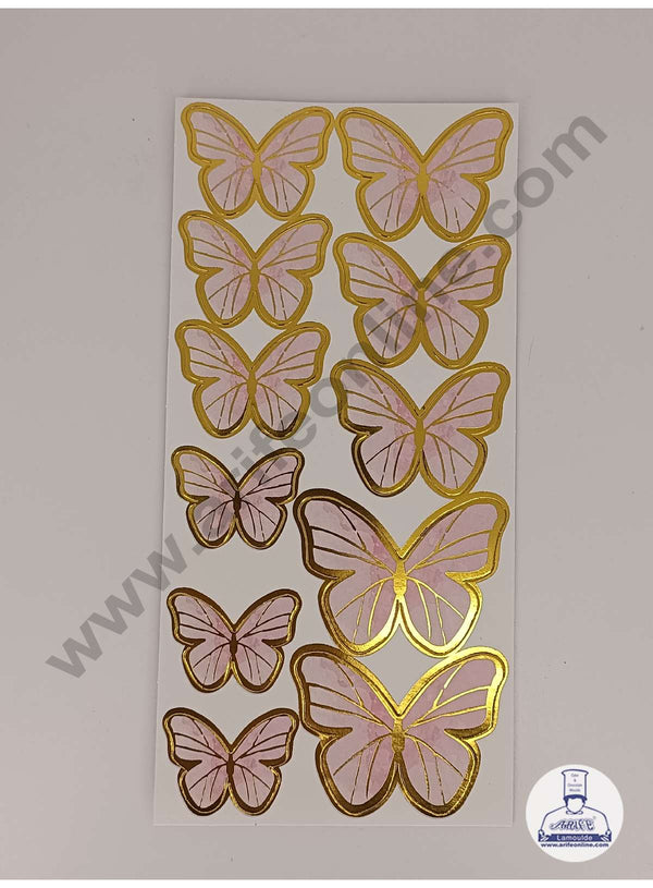 CAKE DECOR™ 11 pcs Pink Butterfly Paper Topper For Cake And Cupcake