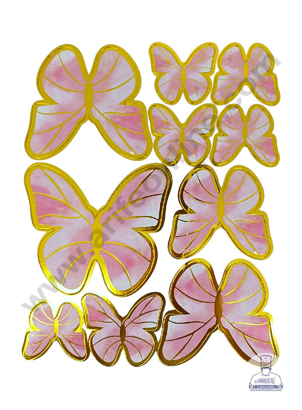 CAKE DECOR™ 10 pcs Pink & White Butterfly Paper Topper For Cake And Cupcake ( SBMT-PT-1001-PinkWhite )
